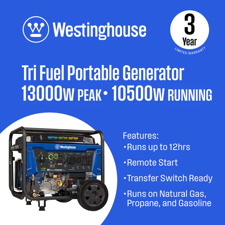 Load image into Gallery viewer, Génératrice Westinghouse WGen10500TFc tri-carburant avec capteur de CO² Features 
